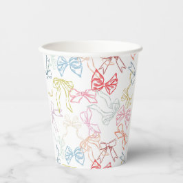 リボンと弓カラフルの水色 紙コップ