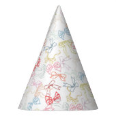 リボンと弓カラフル水色ガール誕生日 パーティーハット (左)