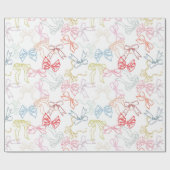 リボンと弓水カラー誕生日 ラッピングペーパー (フラット)