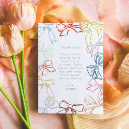 リボンと弓水彩誕生日ありがとう サンキューカード