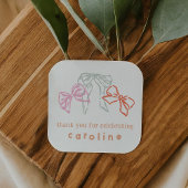 リボンと弓誕生日ありがとう スクエアシール