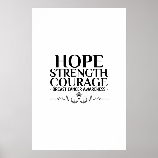 リボンと引用文を持つ乳がん認識度。 ポスター (正面)