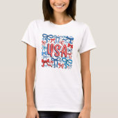リボンと星のアメリカンスタイルな愛国コケット Tシャツ (正面)