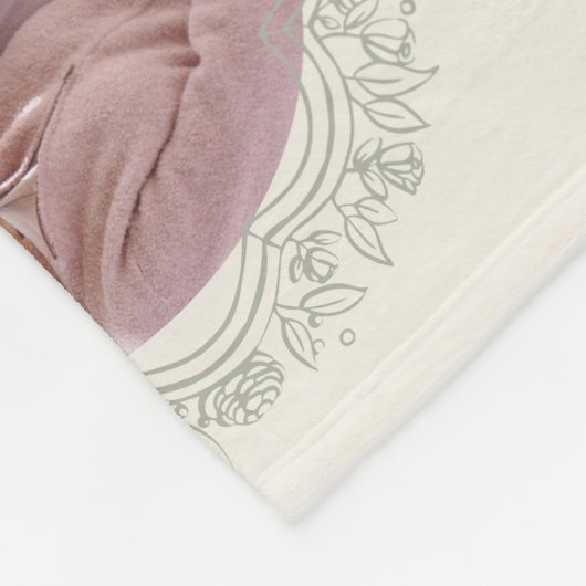 リボンと植物体のフレーム5 Photo祖父母 フリースブランケット (角)