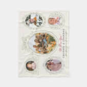 リボンと植物体のフレーム5 Photo祖父母 フリースブランケット (正面)