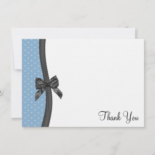 リボンと水玉模様ありがとうフラットカード サンキューカード (正面)