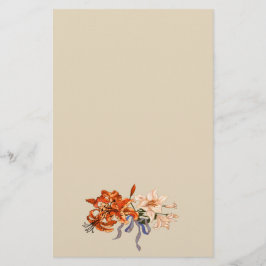 リボンと結ばれるユリの花束 便箋