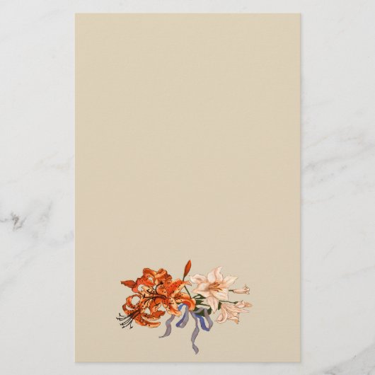 リボンと結ばれるユリの花束 便箋 (正面)