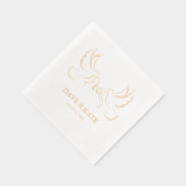 リボンと結婚リングや輪付き2つの鳩 箔ナプキン (右)