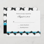 リボンと花の応答カード 出欠カード (正面/裏面)