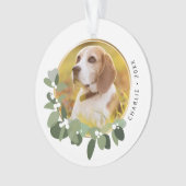 リボンと花の装飾  愛するペットと一緒にホリデーシーズンを祝おう オーダーメイドの写真 オーナメント (正面)