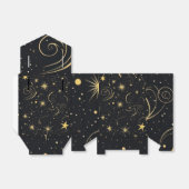 リボンと蓋付きゴールデンスターズのギフトボックス フェイバーボックス (折り畳みなし)