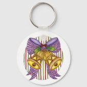 リボンと蝶結びが付いたかわいいクリスマスのジングルベル キーホルダー (裏面)