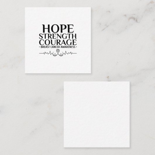 リボンと認識度を持つ乳がん引用文。 スクエア名刺 (正面/裏面)