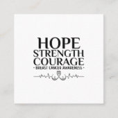 リボンと認識度を持つ乳がん引用文。 スクエア名刺 (正面)