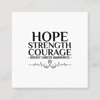 リボンと認識度を持つ乳がん引用文。 スクエア名刺