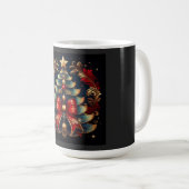 リボンと金の星のクリスマスツリー コーヒーマグカップ (正面右)