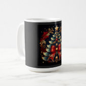 リボンと金の星のクリスマスツリー コーヒーマグカップ (正面左)