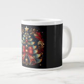 リボンと金の星のクリスマスツリー ジャンボコーヒーマグカップ (正面右)