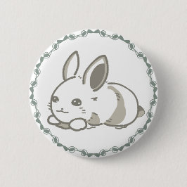 リボンと黒うさぎのシンプルデザイン 缶バッジ