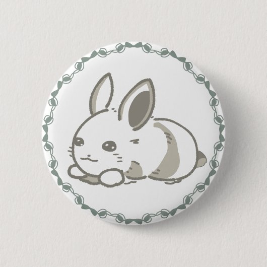 リボンと黒うさぎのシンプルデザイン 缶バッジ (正面)