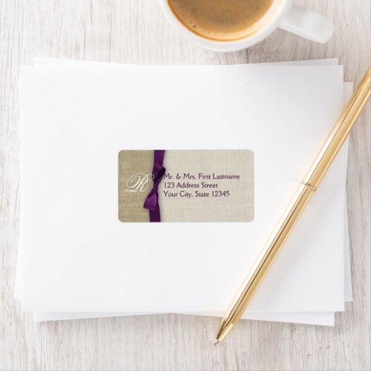 リボンとBurlap紫 ラベル (インサイチュ)