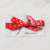 リボンに水玉模様した花 名刺 (正面)