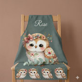 リボンのついたかわいい花のフクロウ エプロン
