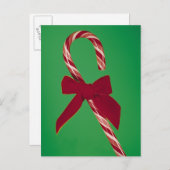 リボンのついたキャンディーケーン ポストカード (正面/裏面)