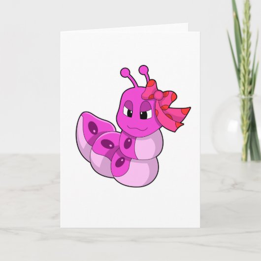 リボンのついた女の子としての毛虫 カード (正面)