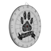 リボンのついた苦しそうな犬の足跡 ダーツボード (正面左)