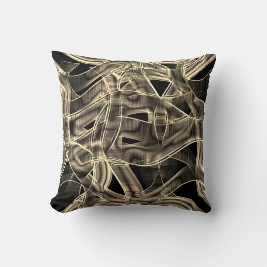 リボンのような曲線、カーキまたはベージュラインのレリーフ、 浮き彫り クッション (正面)