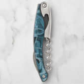 リボンのような重なり合う曲線、青いネオンレリーフ、 浮き彫り ソムリエナイフ (裏面)