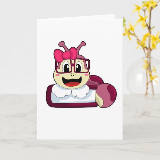 リボンのイモムシ カード (黄色い花)