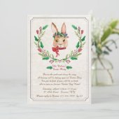 リボンのイースター赤い招待状が付いているバニー 招待状 (スタンド正面)