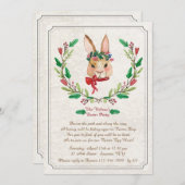 リボンのイースター赤い招待状が付いているバニー 招待状 (正面/裏面)