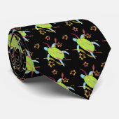 リボンのカメのタイ-黒 ネクタイ (ロール)