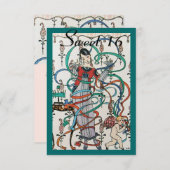 リボンのカラフル若い女の子16パーティー 招待状 (正面/裏面)