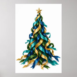 リボンのクリスマスツリー ポスター