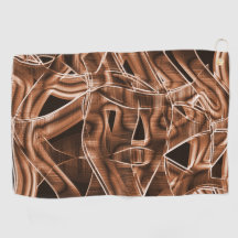 リボンのシェイプのオーバーラップするカーブ、茶色のレリーフ、 浮き彫り