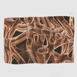 リボンのシェイプのオーバーラップするカーブ、茶色のレリーフ、 浮き彫り ゴルフタオル