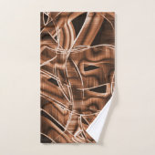 リボンのシェイプのオーバーラップするカーブ、茶色のレリーフ、 浮き彫り バスタオルセット (ハンドタオル)
