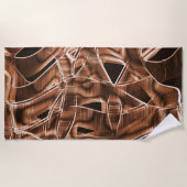 リボンのシェイプのオーバーラップするカーブ、茶色のレリーフ、 浮き彫り ビーチタオル (正面)