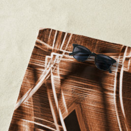 リボンのシェイプのオーバーラップするカーブ、茶色のレリーフ、 浮き彫り ビーチタオル