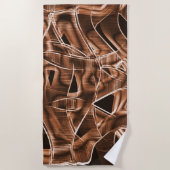 リボンのシェイプのオーバーラップするカーブ、茶色のレリーフ、 浮き彫り ビーチタオル (正面)