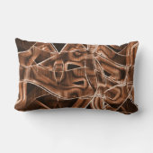 リボンのシェイプのオーバーラップするカーブ、茶色のレリーフ、 浮き彫り ランバークッション (裏面)