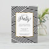 リボンのストライプのパーティの招待状 招待状 (スタンド正面)