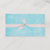 リボンのティール（緑がかった色）青の背景 名刺 (裏面)