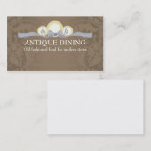 リボンのディナー用大皿のシェフのケイタリングビジネスカード 名刺 (正面/裏面)