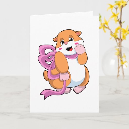 リボンのハムスター カード (黄色い花)